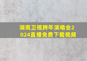 湖南卫视跨年演唱会2024直播免费下载视频