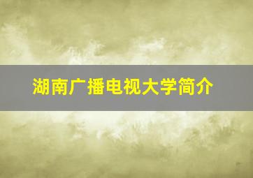 湖南广播电视大学简介