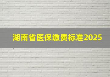 湖南省医保缴费标准2025