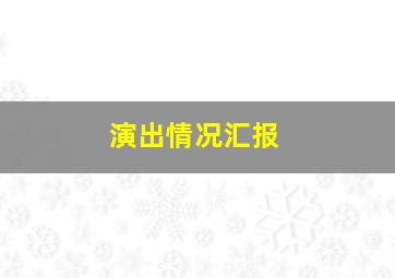 演出情况汇报