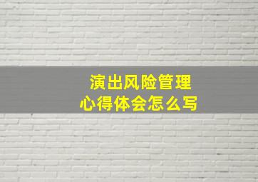 演出风险管理心得体会怎么写