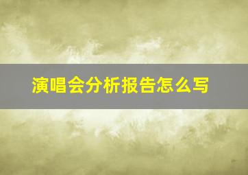 演唱会分析报告怎么写