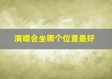 演唱会坐哪个位置最好