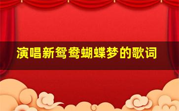 演唱新鸳鸯蝴蝶梦的歌词