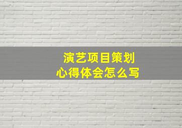 演艺项目策划心得体会怎么写