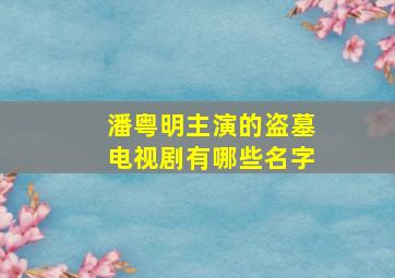 潘粤明主演的盗墓电视剧有哪些名字