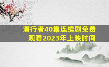 潜行者40集连续剧免费观看2023年上映时间