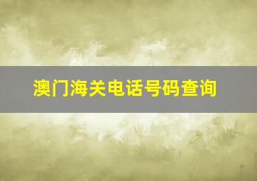 澳门海关电话号码查询