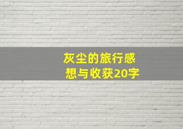 灰尘的旅行感想与收获20字