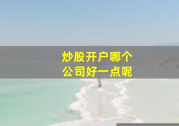 炒股开户哪个公司好一点呢