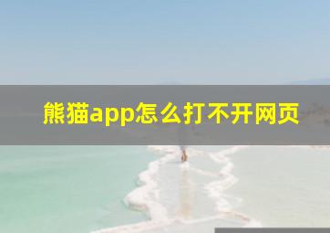 熊猫app怎么打不开网页