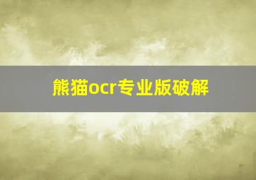 熊猫ocr专业版破解