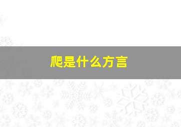 爬是什么方言