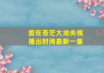 爱在苍茫大地央视播出时间最新一集