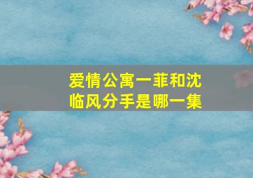 爱情公寓一菲和沈临风分手是哪一集