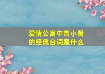 爱情公寓中曾小贤的经典台词是什么