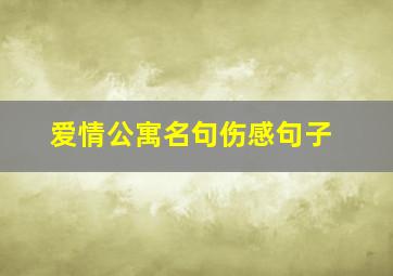 爱情公寓名句伤感句子