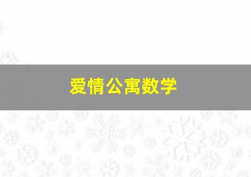 爱情公寓数学