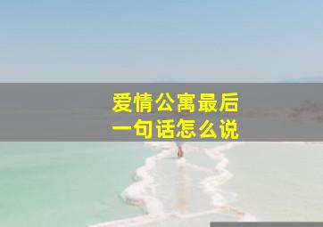 爱情公寓最后一句话怎么说