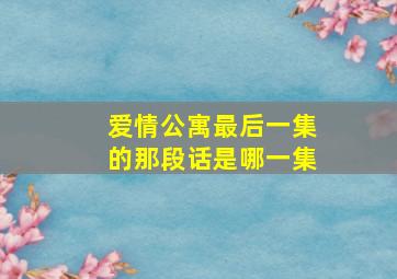 爱情公寓最后一集的那段话是哪一集