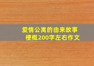 爱情公寓的由来故事梗概200字左右作文