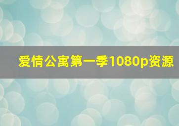 爱情公寓第一季1080p资源