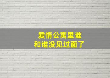 爱情公寓里谁和谁没见过面了