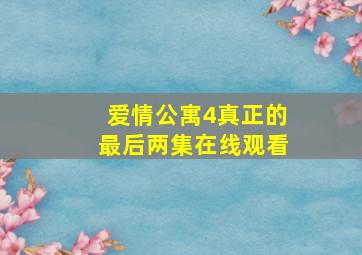 爱情公寓4真正的最后两集在线观看