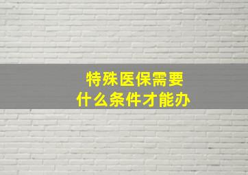 特殊医保需要什么条件才能办