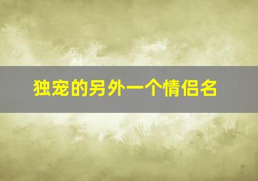 独宠的另外一个情侣名