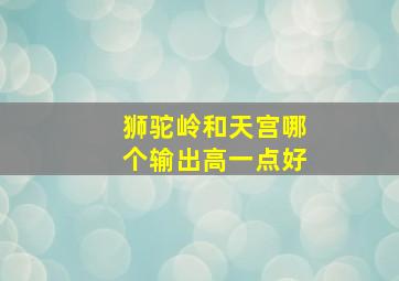 狮驼岭和天宫哪个输出高一点好