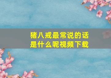 猪八戒最常说的话是什么呢视频下载