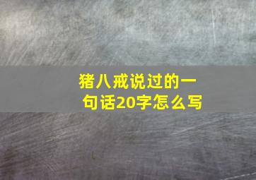 猪八戒说过的一句话20字怎么写