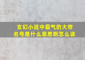 玄幻小说中霸气的大帝名号是什么意思啊怎么读