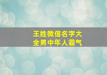 王姓微信名字大全男中年人霸气