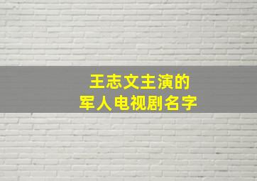 王志文主演的军人电视剧名字