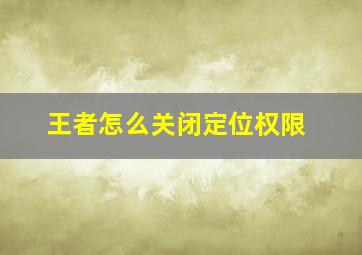 王者怎么关闭定位权限