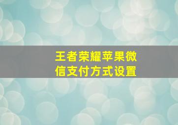 王者荣耀苹果微信支付方式设置