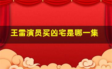 王雷演员买凶宅是哪一集