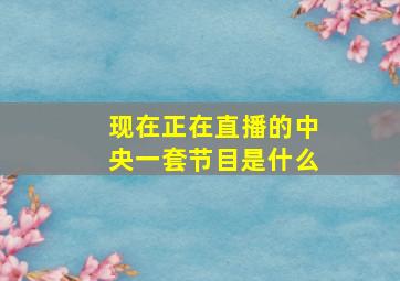 现在正在直播的中央一套节目是什么