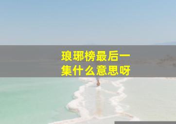 琅琊榜最后一集什么意思呀