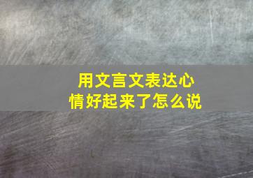 用文言文表达心情好起来了怎么说