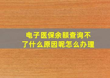 电子医保余额查询不了什么原因呢怎么办理