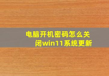 电脑开机密码怎么关闭win11系统更新