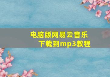 电脑版网易云音乐下载到mp3教程