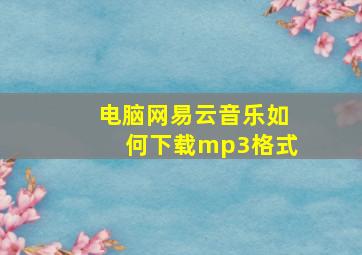 电脑网易云音乐如何下载mp3格式