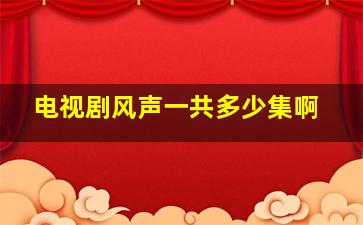 电视剧风声一共多少集啊