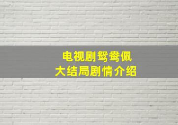 电视剧鸳鸯佩大结局剧情介绍