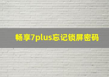 畅享7plus忘记锁屏密码