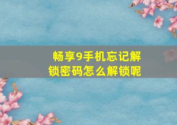 畅享9手机忘记解锁密码怎么解锁呢